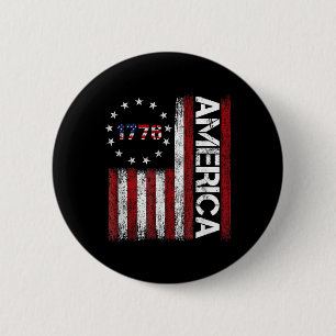 Bóton Redondo 5.08cm Bandeira americana patriótica Est 1776 4 de julho 