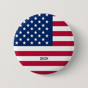 Bóton Redondo 5.08cm Bandeira Americana Patriótica EUA Vermelha Branca 
