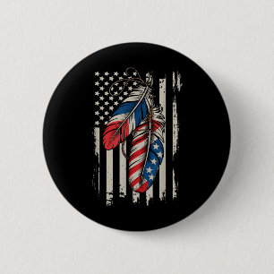 Bóton Redondo 5.08cm Bandeira Americana Pena Nativa Mês do Orgulho Indí