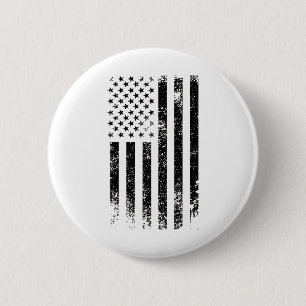 Bóton Redondo 5.08cm Bandeira Americana Preta Patriótica dos EUA Envelh