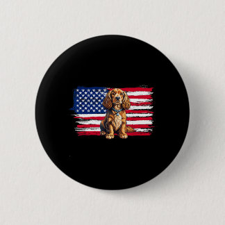 Bóton Redondo 5.08cm Bandeira Americana Spaniel Cão Animal 4 De Julho