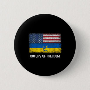 Bóton Redondo 5.08cm Bandeira Americana Ucraniana Ucrânia Cores Dos EUA
