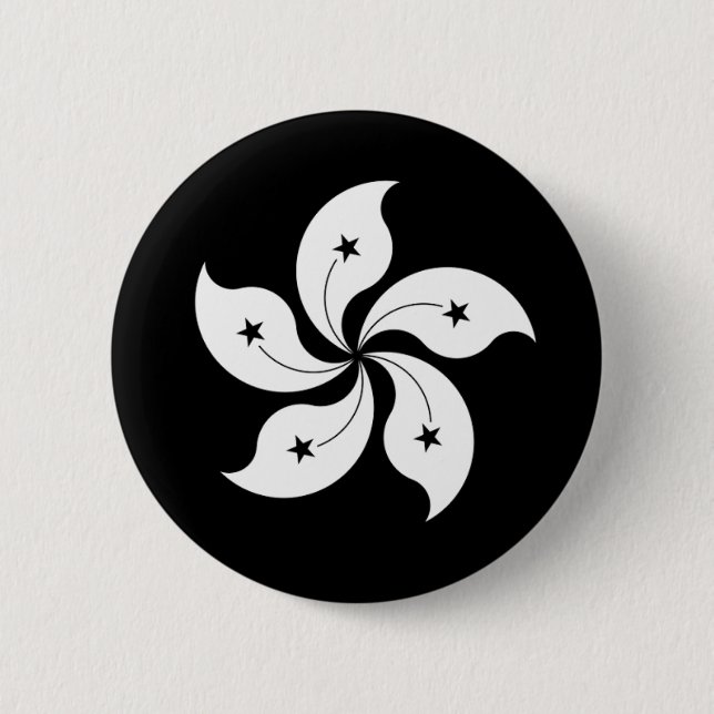 Bóton Redondo 5.08cm Bandeira Bauhinia preta (Frente)
