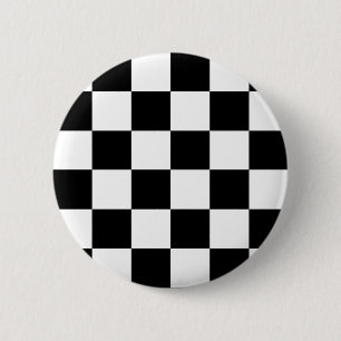 Bóton Redondo 5.08cm Bandeira Checkered preto e branco da auto