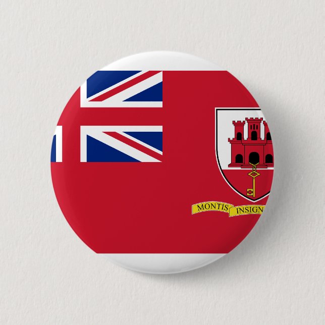 Bóton Redondo 5.08cm Bandeira civil Gibraltar, Reino Unido (Frente)