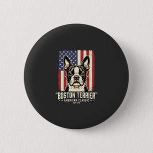 Bóton Redondo 5.08cm Bandeira Clássica Americana Boston Terrier