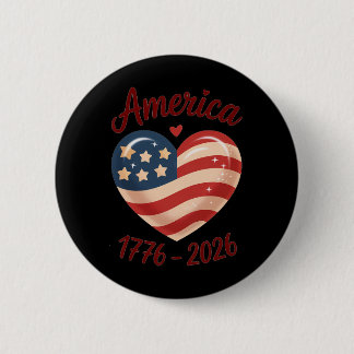 Bóton Redondo 5.08cm Bandeira Coração 1776 2026 4 de Julho 250º Anivers