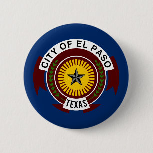 Bóton Redondo 5.08cm Bandeira da cidade de El Paso, Texas Pinback Butto