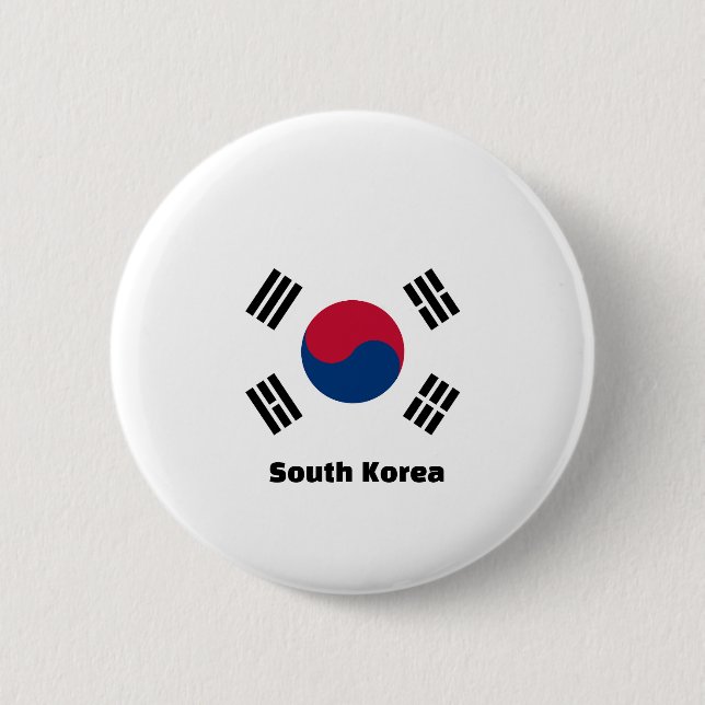 Bóton Redondo 5.08cm Bandeira da Coreia do Sul (Frente)