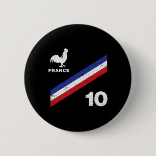 Bóton Redondo 5.08cm Bandeira da França Galo Número 10 Fã de Futebol Ho