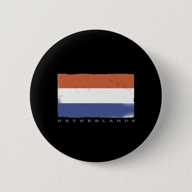Bóton Redondo 5.08cm Bandeira da Holanda com texto Países Baixos (Frente)