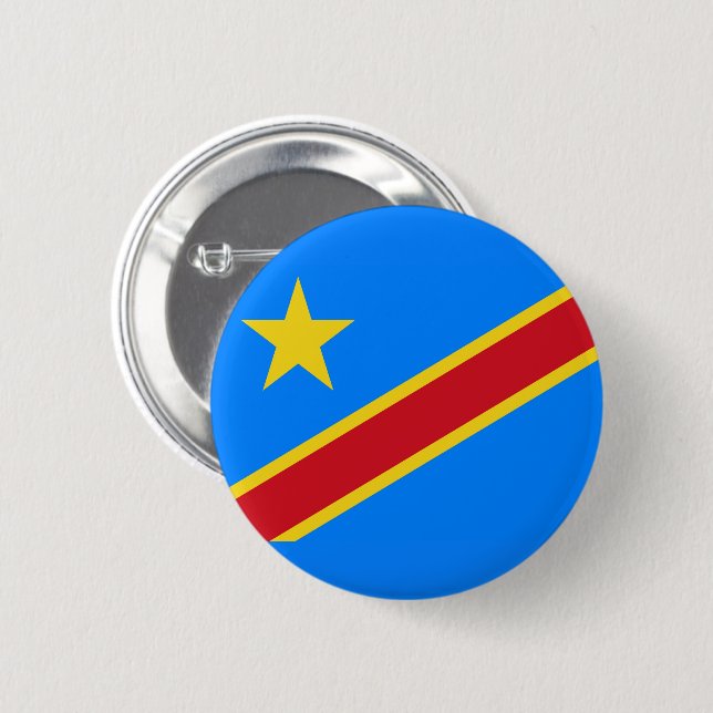 Bóton Redondo 5.08cm Bandeira da República Democrática do Congo (Frente & Verso)