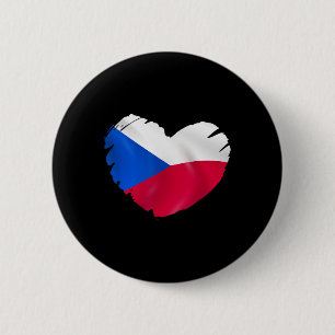 Bóton Redondo 5.08cm Bandeira da República Tcheca em forma de coração R