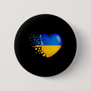 Bóton Redondo 5.08cm Bandeira da Ucrânia Com Corações Pequenos Voando