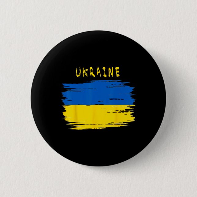 Bóton Redondo 5.08cm Bandeira da Ucrânia com estilo de pincelada (Frente)