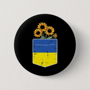 Bóton Redondo 5.08cm Bandeira da Ucrânia Girassol Bolso Mulheres Ucrani