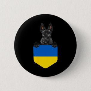 Bóton Redondo 5.08cm Bandeira da Ucrânia Scottish Terrier Cachorro no B