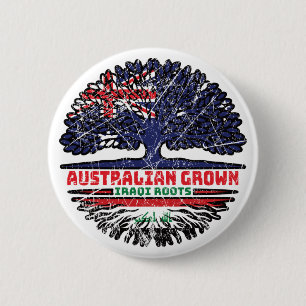 Bóton Redondo 5.08cm Bandeira das Raízes da Árvore Australiana do Iraqu