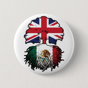 Bóton Redondo 5.08cm Bandeira das Raízes da Árvore no Reino Unido mexic