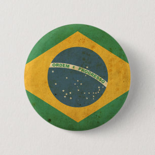 Bóton Redondo 5.08cm Bandeira de Brasil do vintage