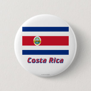 Bóton Redondo 5.08cm Bandeira de Costa Rica com nome