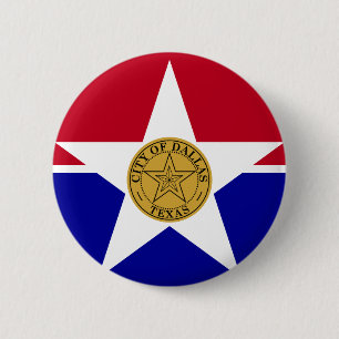 Bóton Redondo 5.08cm Bandeira de Dallas, Botão Pinback do Texas