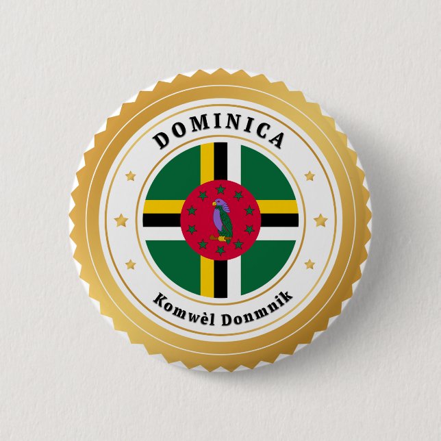 Bóton Redondo 5.08cm Bandeira de Dominica (Frente)