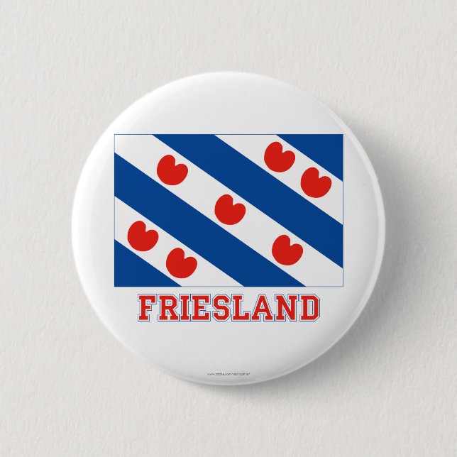 Bóton Redondo 5.08cm Bandeira de Friesland com nome (Frente)