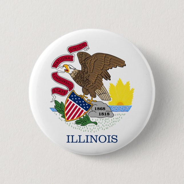 Bóton Redondo 5.08cm bandeira de Illinois (Frente)