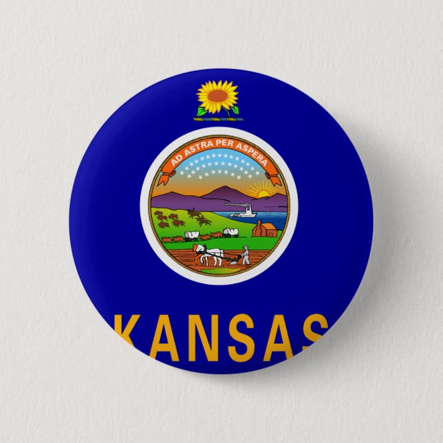 Bóton Redondo 5.08cm Bandeira de Kansas (Frente)