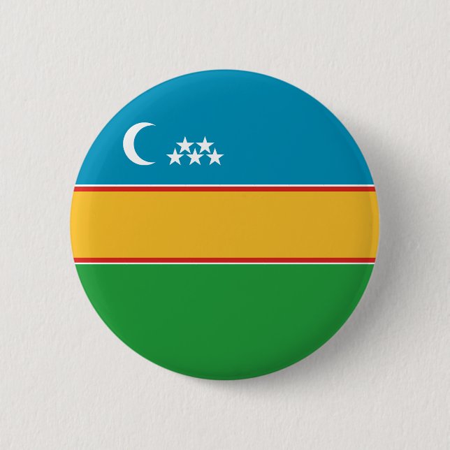 Bóton Redondo 5.08cm Bandeira de Karakalpakstan (Frente)