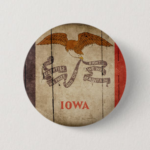 Bóton Redondo 5.08cm Bandeira de madeira áspera de Iowa