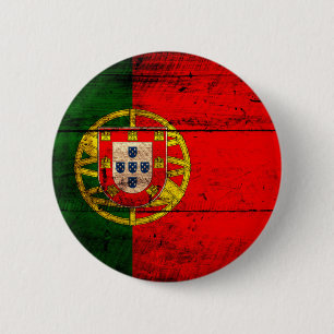 Bóton Redondo 5.08cm Bandeira de madeira velha de Portugal