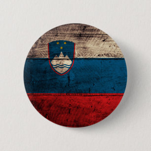 Bóton Redondo 5.08cm Bandeira de madeira velha de Slovenia