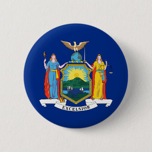 Bóton Redondo 5.08cm Bandeira de Nova York, O Estado do Império, Colôni