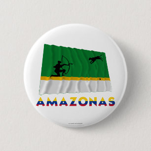 Bóton Redondo 5.08cm Bandeira de ondulação de Amazonas com nome