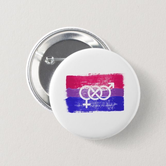 BÓTON REDONDO 5.08CM BANDEIRA DE ORGULHO SÍMBOLO BISSEXUAL PINTADA (Frente & Verso)