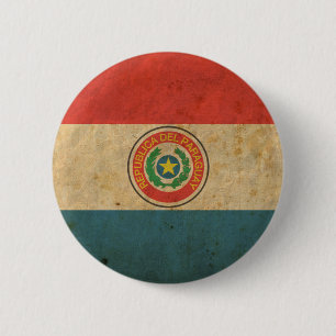 Bóton Redondo 5.08cm Bandeira de Paraguai do vintage