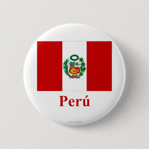 Bóton Redondo 5.08cm Bandeira de Peru com nome no espanhol