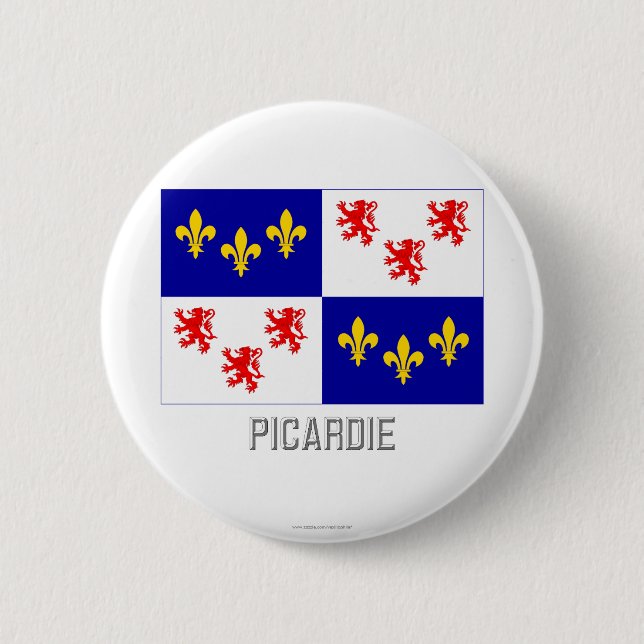 Bóton Redondo 5.08cm Bandeira de Picardie com nome (Frente)
