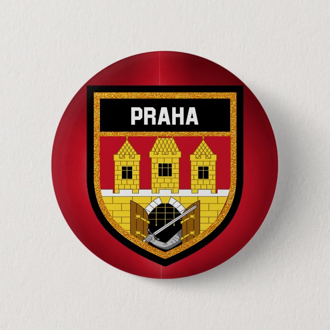 Bóton Redondo 5.08cm Bandeira de Praga (Frente)