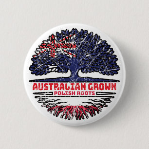 Bóton Redondo 5.08cm Bandeira de Raízes da Árvore da Austrália Polônia 