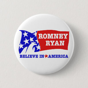 Bóton Redondo 5.08cm Bandeira de Romney Ryan Eagle