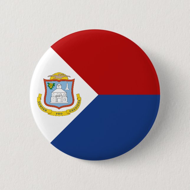 Bóton Redondo 5.08cm Bandeira de Sint Maarten (Frente)