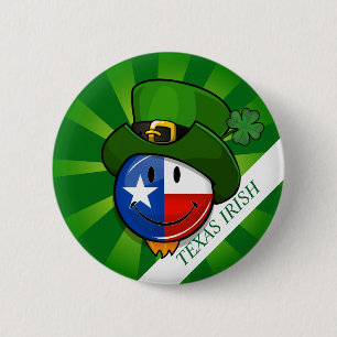 Bóton Redondo 5.08cm Bandeira de sorriso do Texan com dia de St Patrick