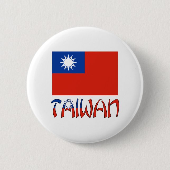 Bóton Redondo 5.08cm Bandeira de Taiwan com Taiwan (Frente)