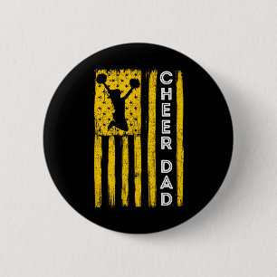 Bóton Redondo 5.08cm Bandeira de torcida amarelo Cheer Dad 