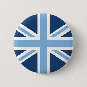 Bóton Redondo 5.08cm Bandeira de Union Jack no céu e nos azuis marinho