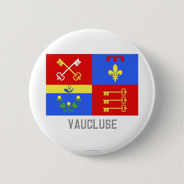 Bóton Redondo 5.08cm Bandeira de Vaucluse com nome (Frente)