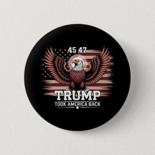 Bóton Redondo 5.08cm Bandeira do 45º 47º Presidente Trump 2025 Águia Am